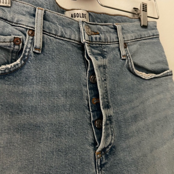 Agolde Riley Crop Size 28 Light Blue Button Fly High Rise Women's Jeans - Picture 6 of 7